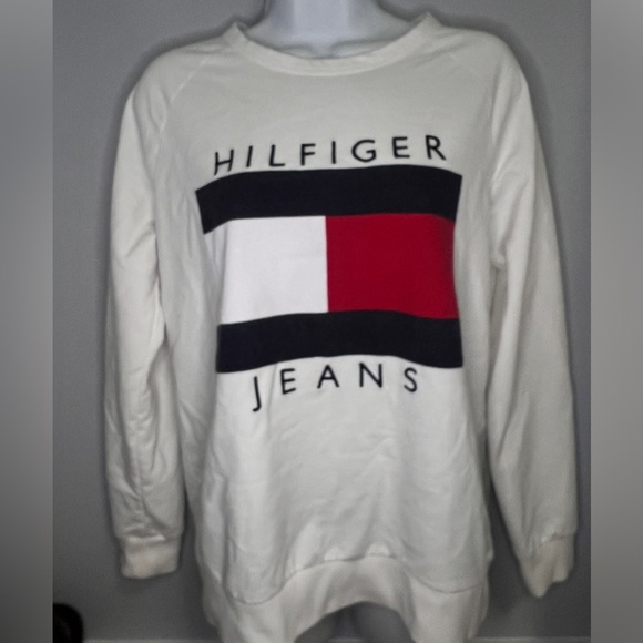 Womens TOMMY HILFIGER Flag Logo Sweatshirt size Medium - Picture 2 of 4